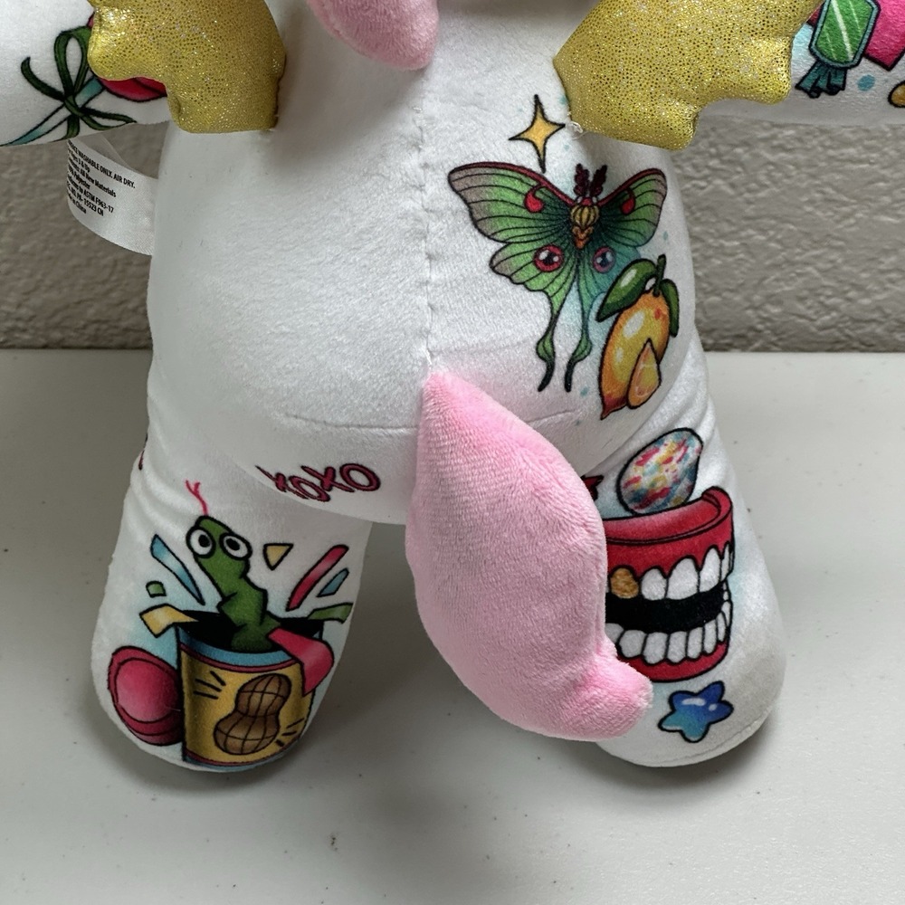 Tattoo Zoo 2023 Candy the Unicorn Colorful Plush sparkle wings 15" (Dirty Spots) - Picture 8 of 10